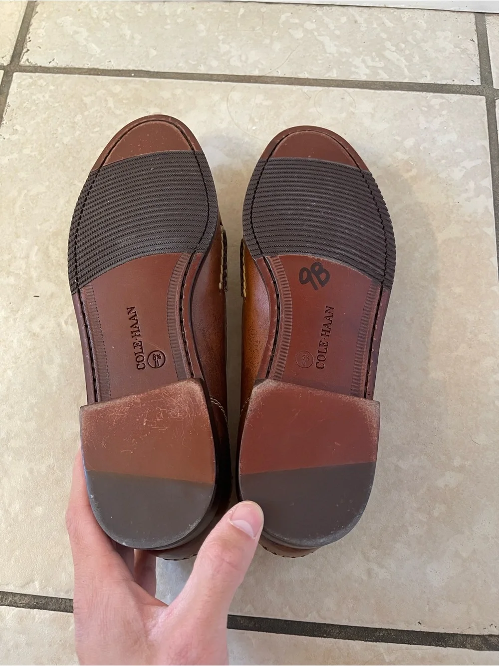 Cole Haan Men's Tan Leather Penny Loafers